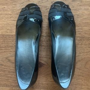 Stuart Weitzman Patent Leather Peep-Toe Pumps